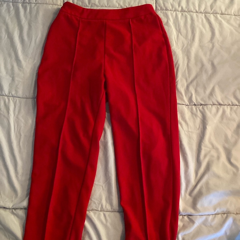 Medium red side zipper dress pants